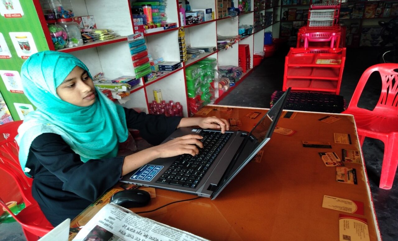 After receiving Computer Training under this project Kakoli got job in a local grocery store. Kakoli is now enjoying with her risk free job and regular monthly salary.
